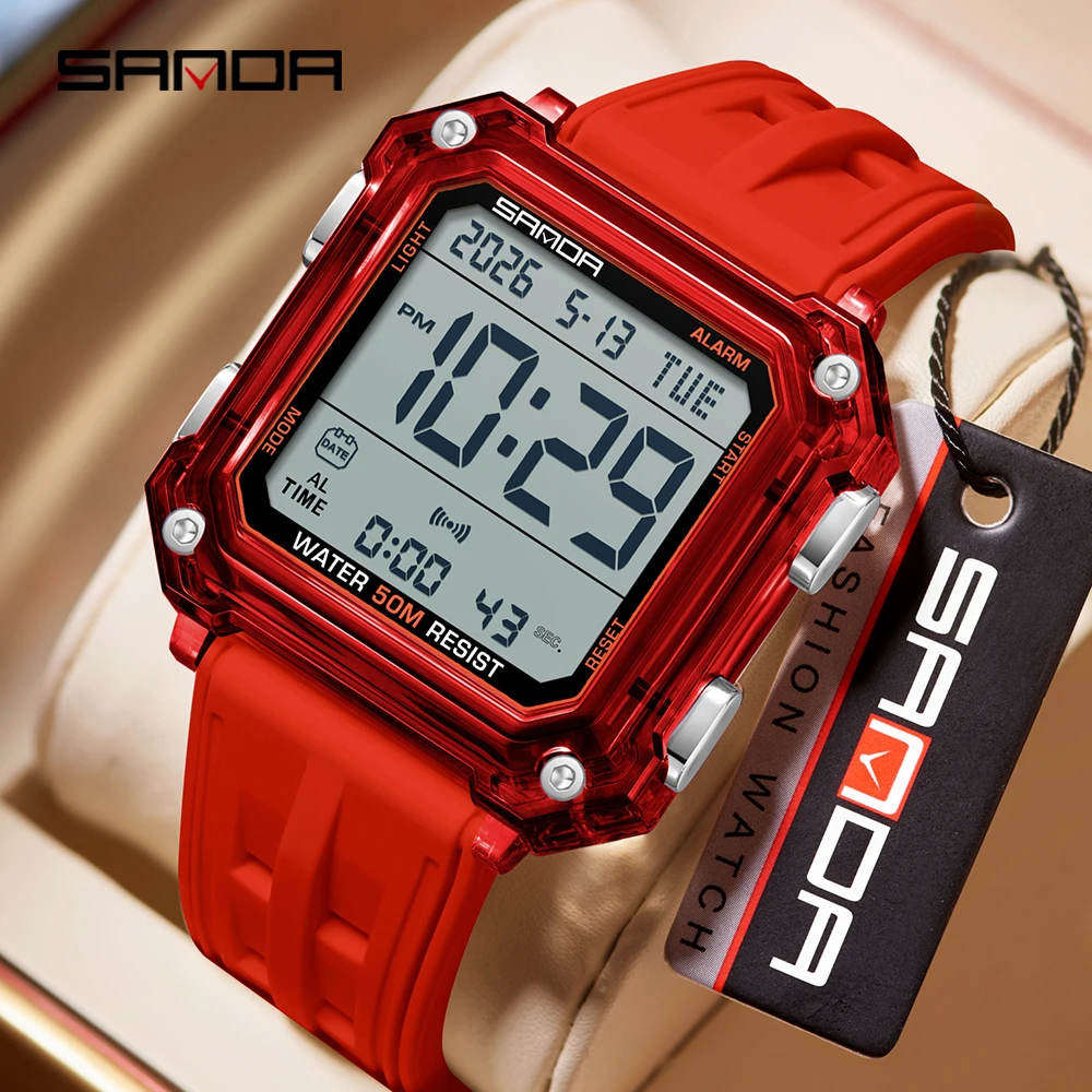 

SANDA 6377 Sports Men's Electronic Watch Waterproof Multi functional Analog Pointer Display Casual Women's Digital Watch reloj