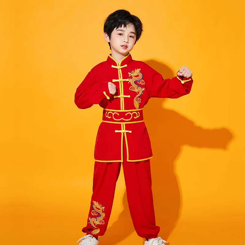 New Wushu Costume Kids Chinese Traditional Style Clothing Performance Tai Chi Kung Fu Uniforms Girls Boys Stage Performance Set