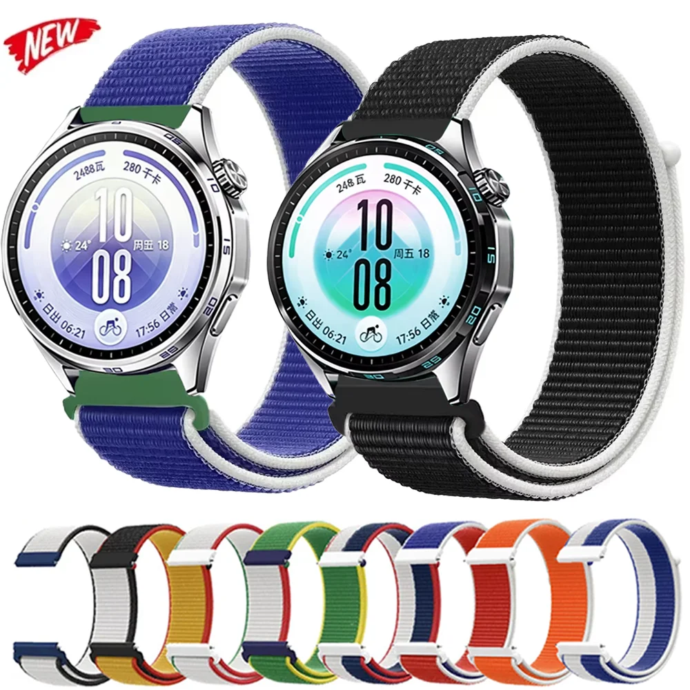 20mm 22mm Nylon Loop Strap for Huawei Watch 5 GT7 Pro GT7 GT6 GT5 4 46mm Sport Bracelet Amazfit Active Max Bip 6 Max Balance 3 2