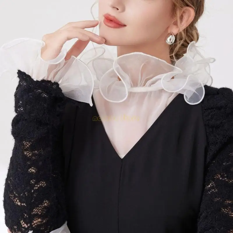 31BF Thời trang Ruffle Cổ áo trang trí và tay áo cánh tay đặt cho phụ nữ trang phục chính thức