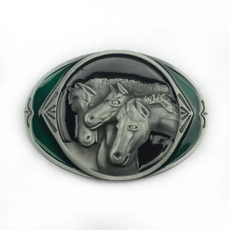 Três cavalo cabeça cinto fivelas, estilo ocidental