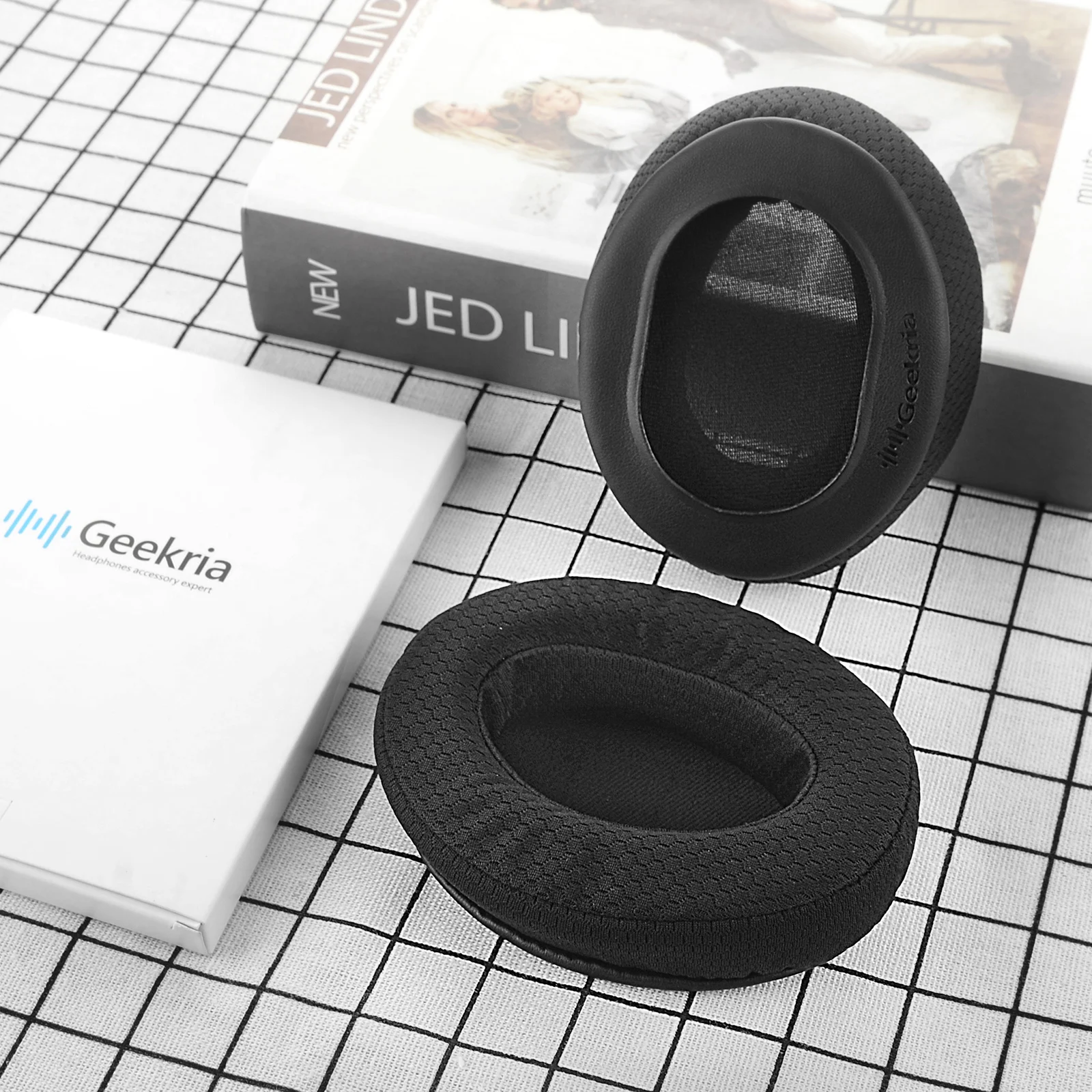 Geekria แผ่นรองหูฟังอะไหล่สำหรับ Comfort ตาข่ายผ้าหนาเป็นพิเศษสำหรับเบาะรองหูฟัง HS35 HS45คอร์เซีย