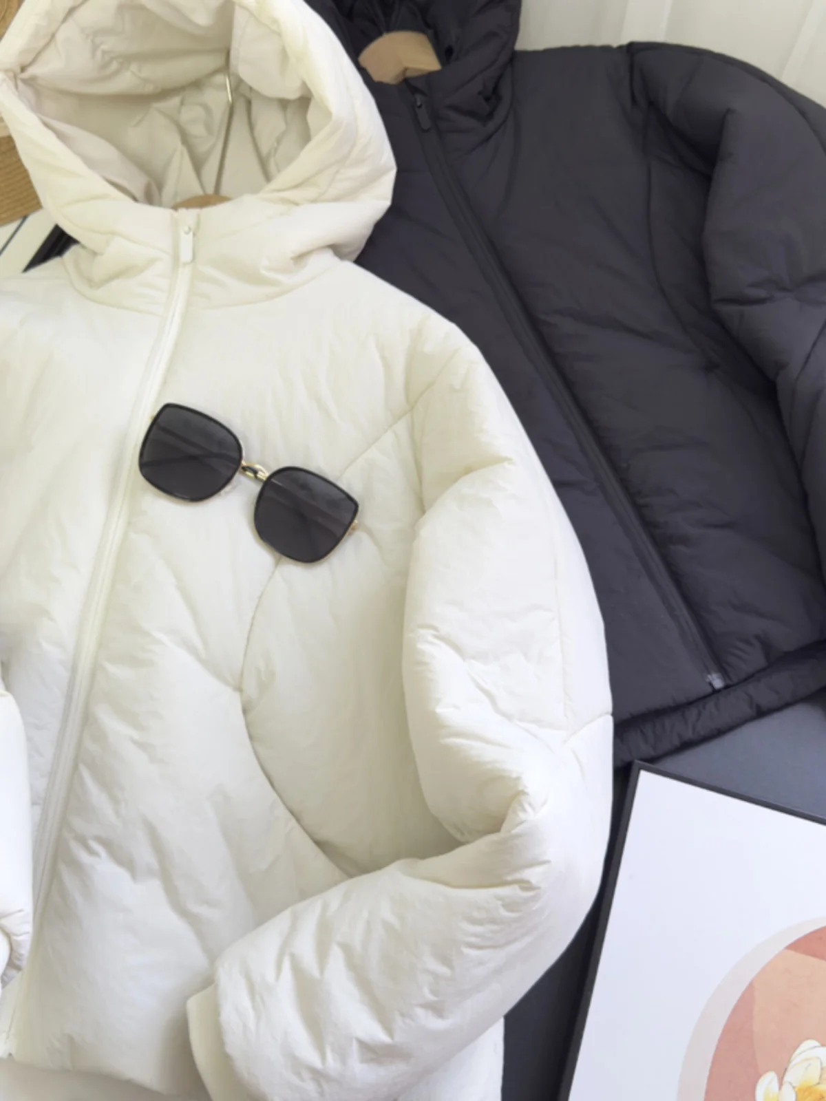 

LU Series Tech Snowy Cotton Jaet Windproof ort Hooded Casual Bread Sle Coat Thiened Long Sve Ladies' Coat