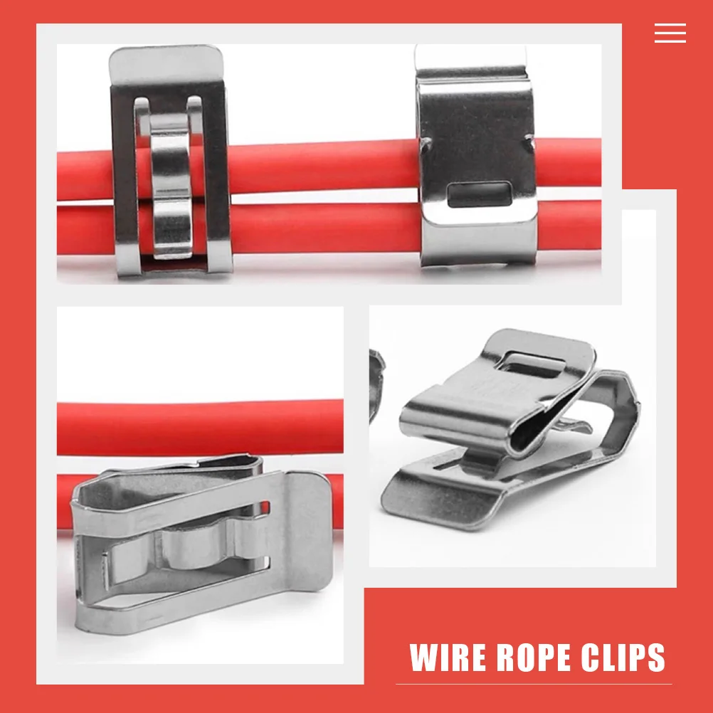 

50 Pcs Cable Clips Stainless Steel Wire Photovoltaic Clamps Trailer Solar Panel Silver Metal