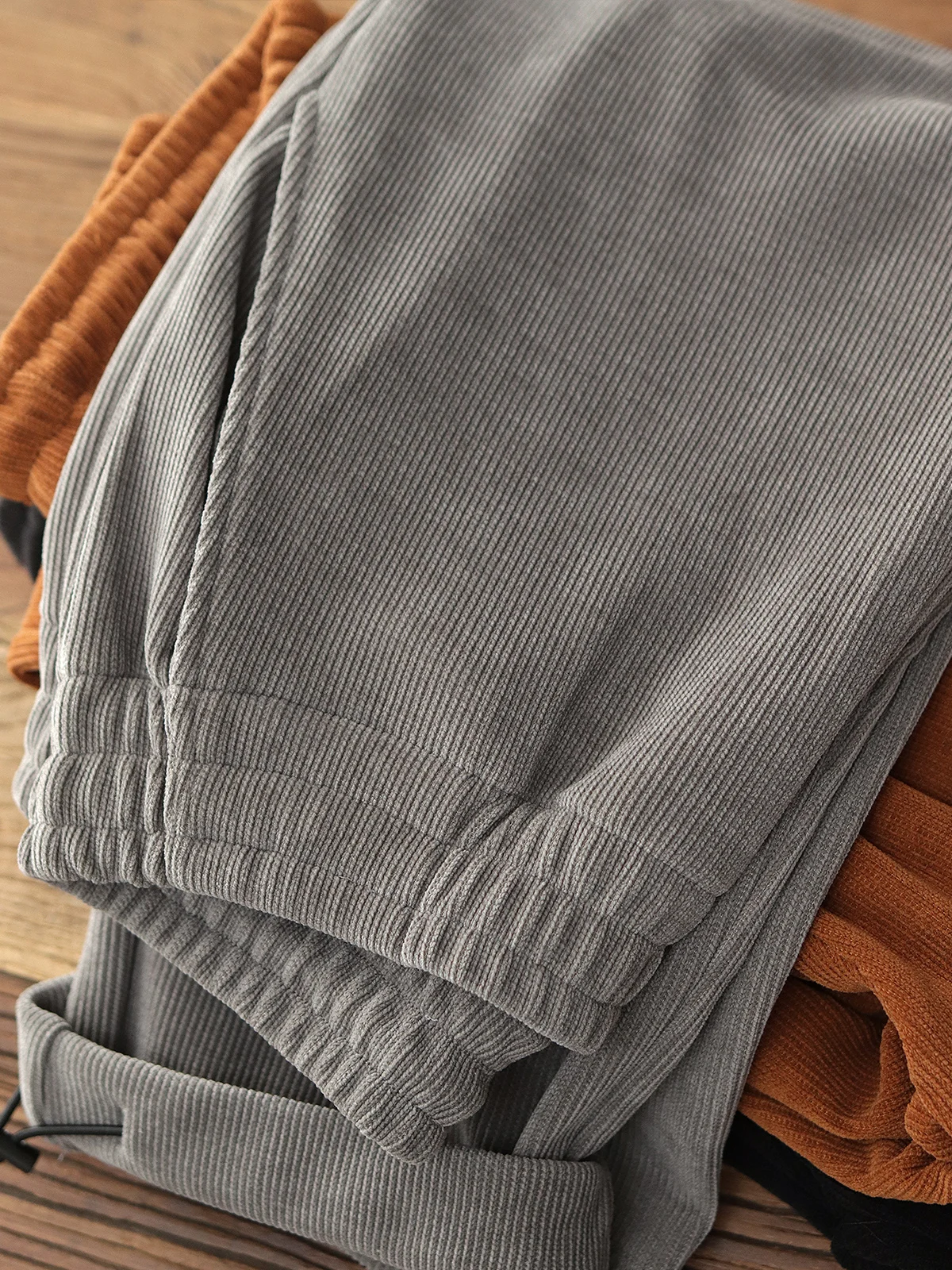 

Corduroy Knitted Dstring Leisure Pants Men's Retro Lazy Straight Autumn Winter Sle Cotton Polyester Blend Straight Leg T...