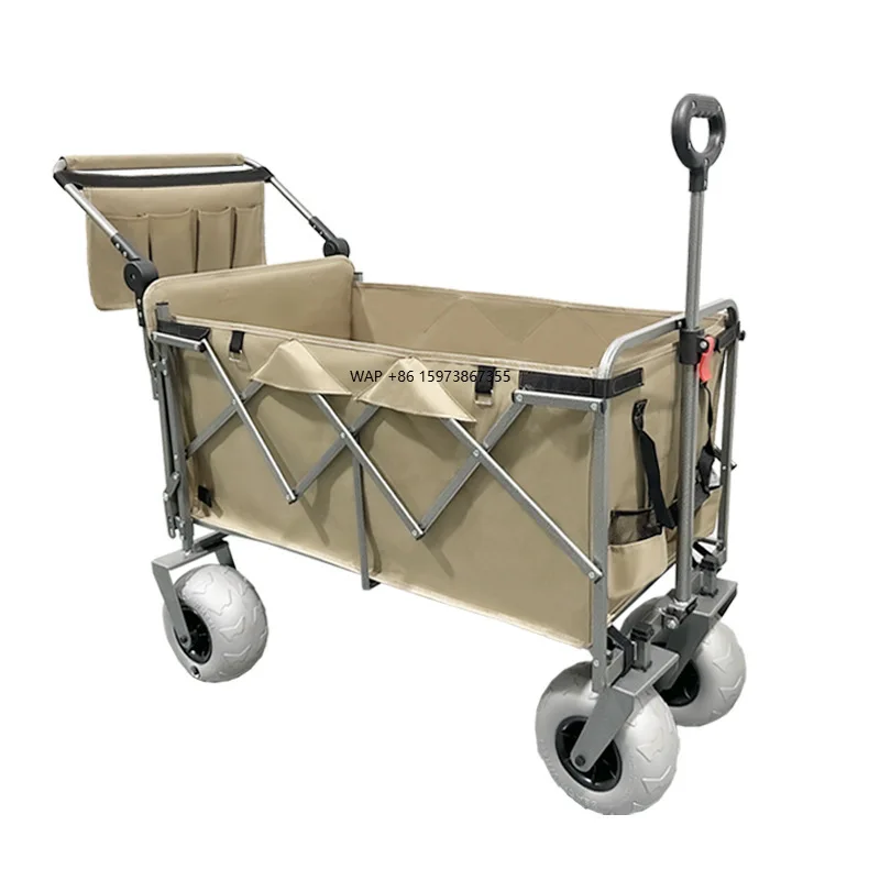 

Portable Folding Camping Cart Large Stall Trolley for Beach Picnics and Outdoor Shopping Foldable Storage Tool Trailer