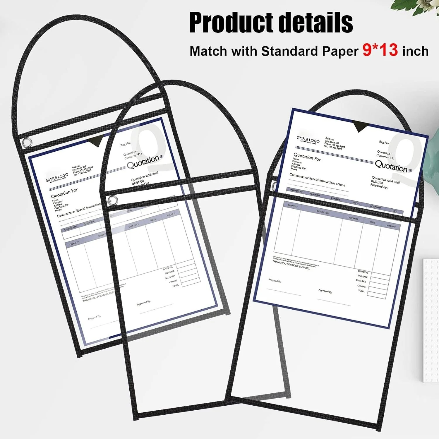 

Erasable transparent PVC9× 12-inch hanging ticket clip pocket work hand-held dry cleaning bagWaterproof and Wear-Resistant Label