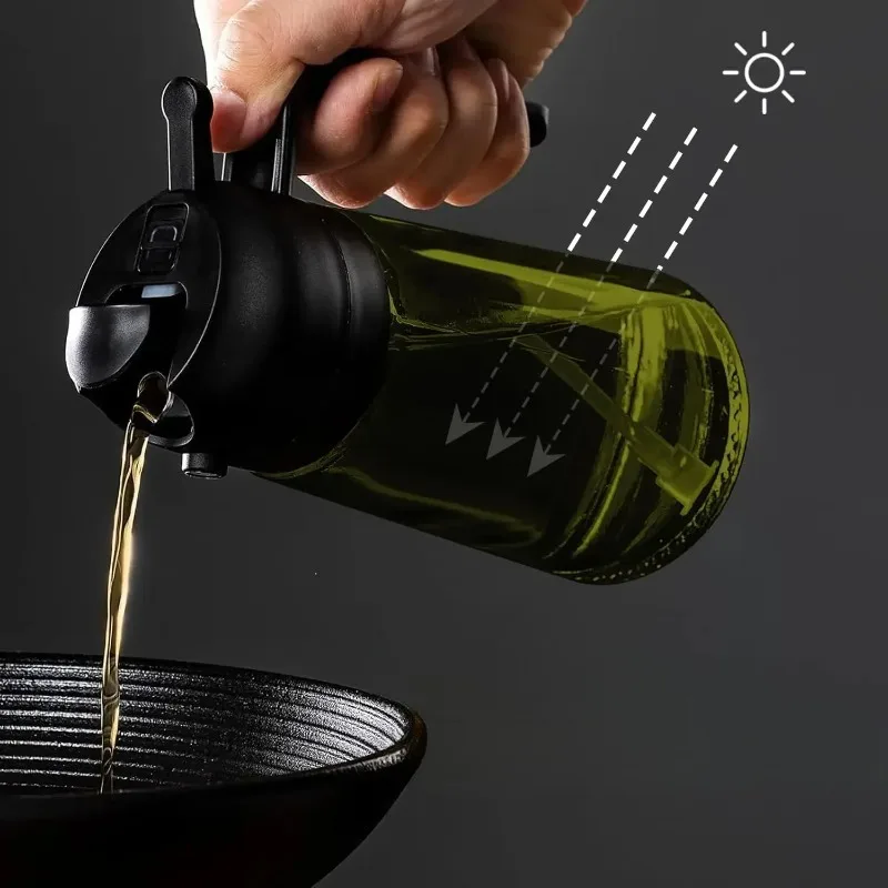 1 Pcs Two in one dark glass oil spray olive oil distributor black blackout oil spray for cooking salads and barbecue tools image 2