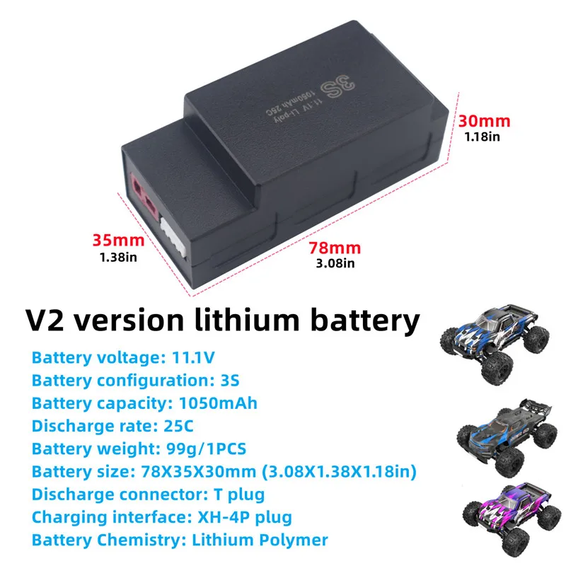 2PCS 11.1V 1050mAh 3S LiPo Battery For MJX H16 H16P H16E H16H H16DR H16SC H16BM 16027 14301 JC16EP RCM029 HP161 HB17 RC Car