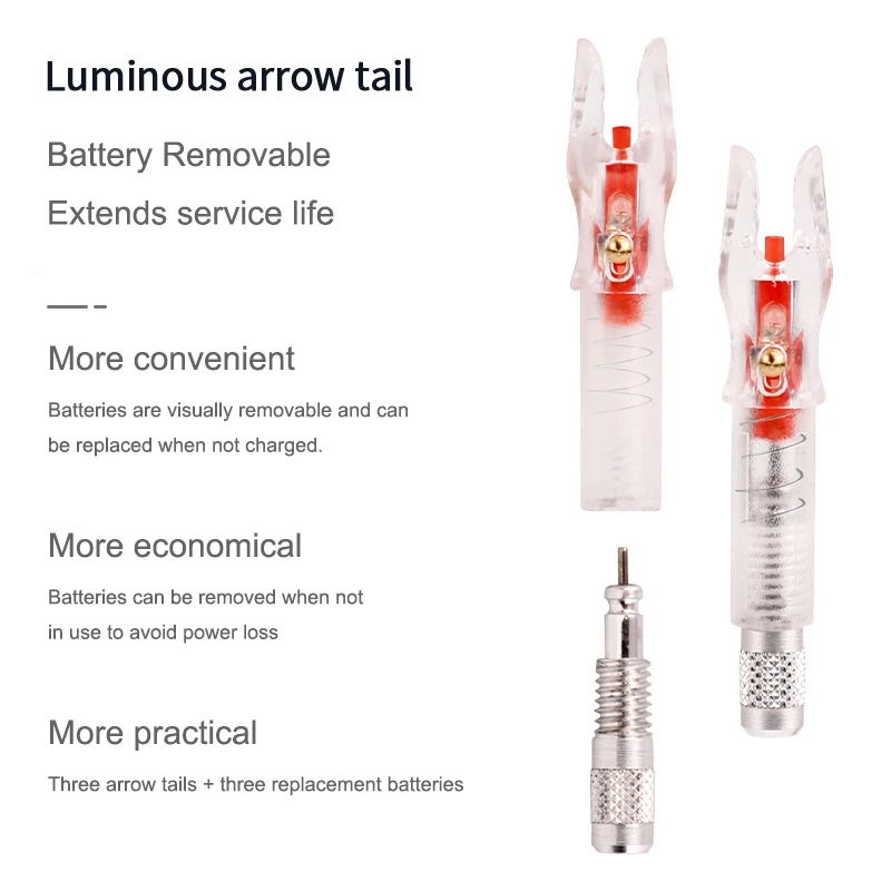 照明付き自動矢印テール,直径6.2mmのシャフト,複合弓,射撃用アクセサリー,新しいcp,3個