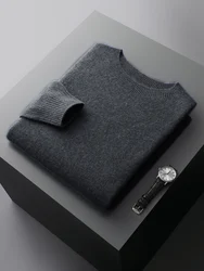 CHICUU Men Basic O-neck Wool Sweater Autumn Winter Long Sleeve Bottom Pullover 100% Merino Wool Knitwear Smart Casual Jumper Top