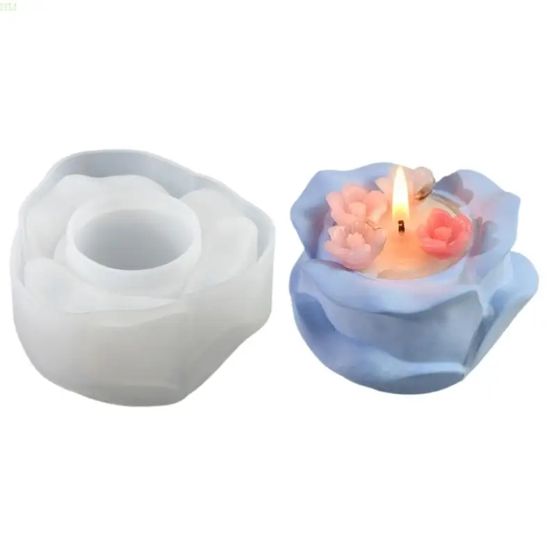 Rose Candlestick Resin Molds 3D Flower Holder Silicone Mold DIYs Crafts NM