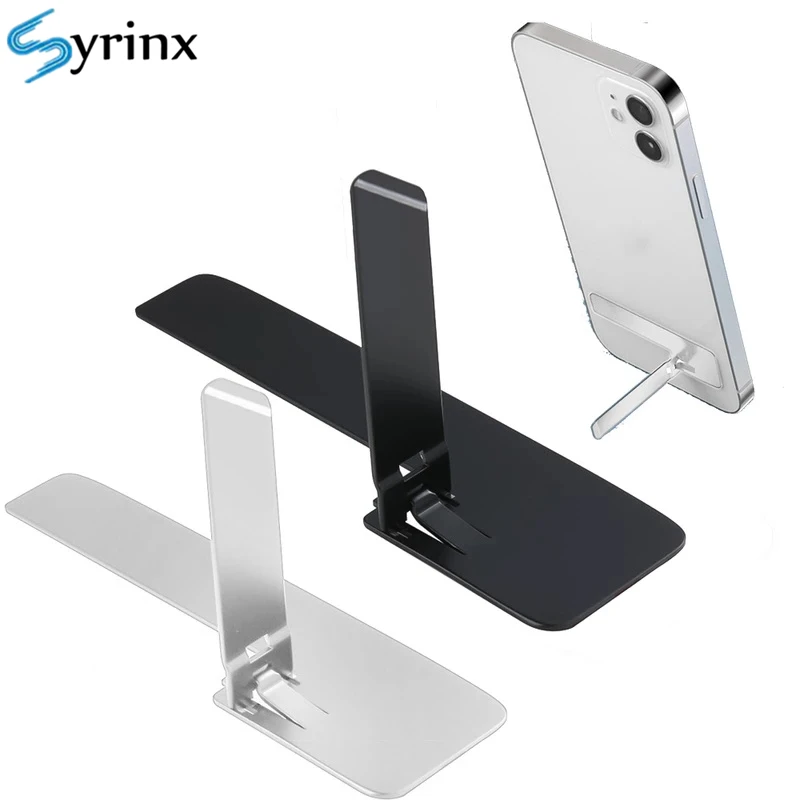 2 in 1 Metal Folding Phone Holder Alloy Invisible Back Stick Ultra-Thin Phone Desktop Holder Portable Mobile Support Phone Stand