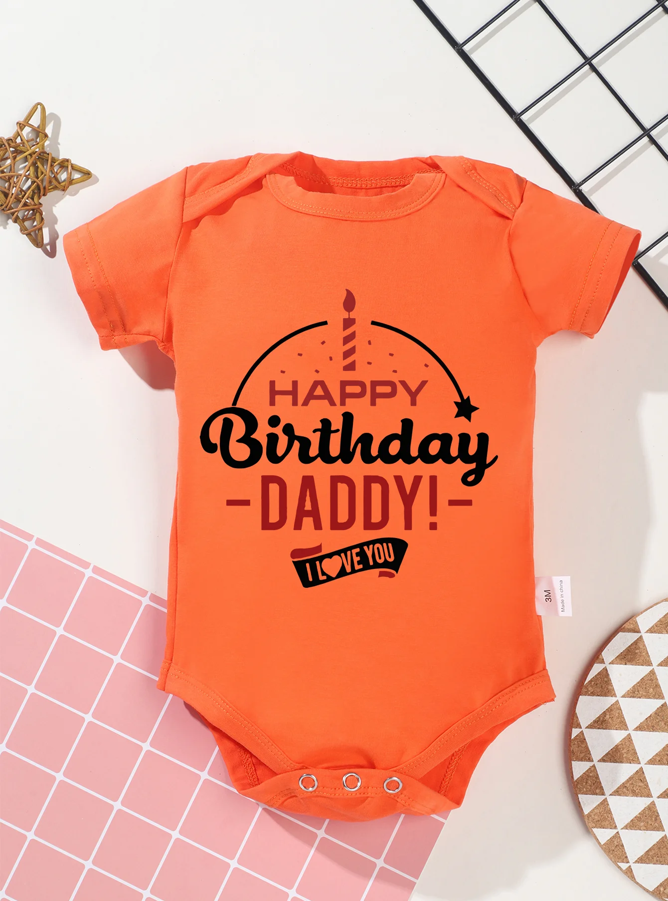 Happy Birthday Daddy I Love You Prints Cute Baby Infant Jumpsuit Romper Onesie Toddler Bodysuit Girl Boy Newborn Clothes