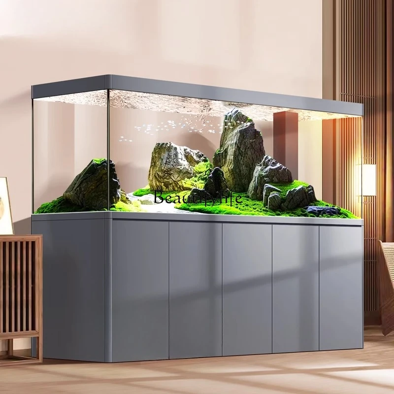 

Boutique rounded aluminum alloy ultra-white dragon fish tank bottom filter water-free tank without pipe fittings fish tank