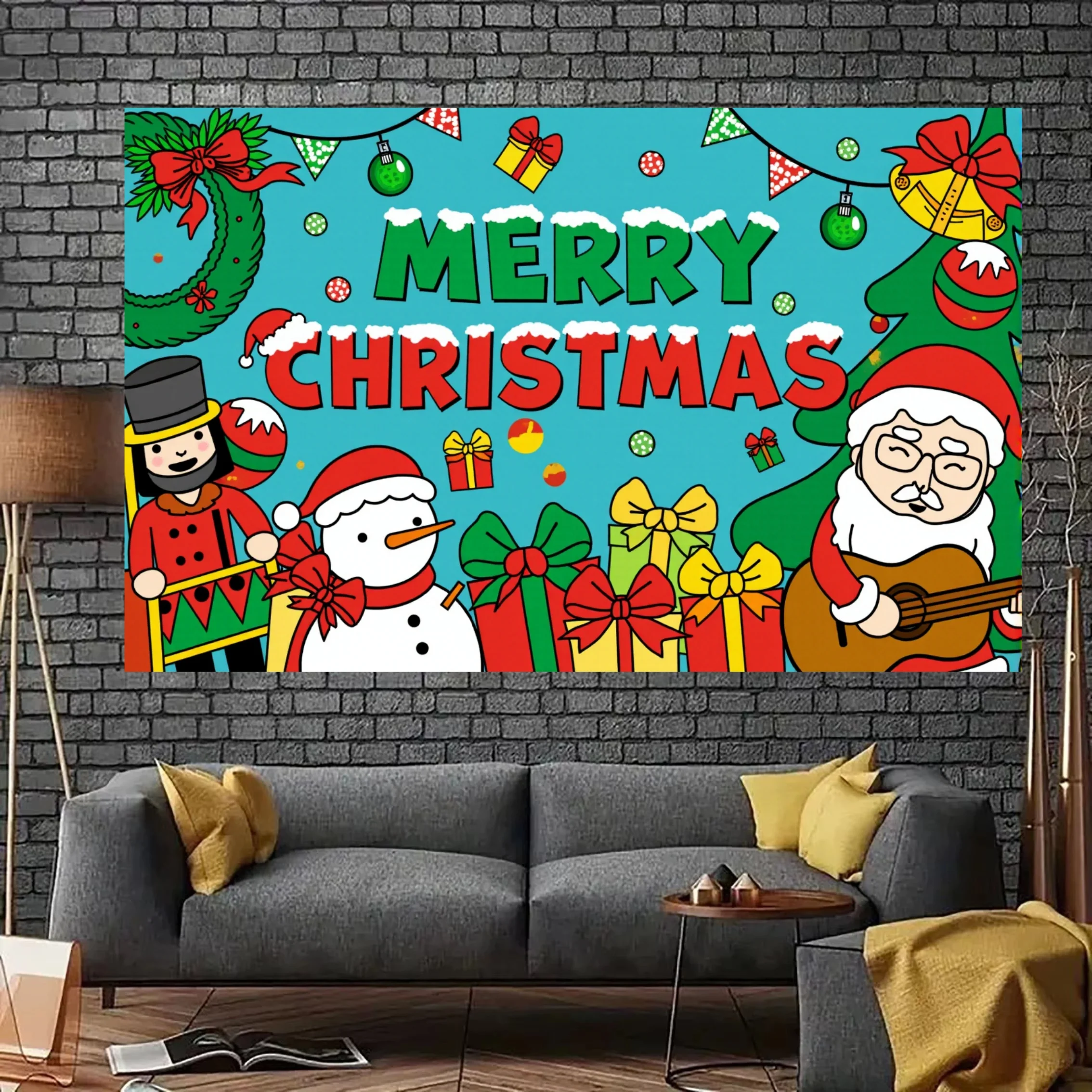 Fabric Banner Seamless Large-Sized Decorative Decoration Artistic Photo Backdrop For Holiday Gathering New Year 2025