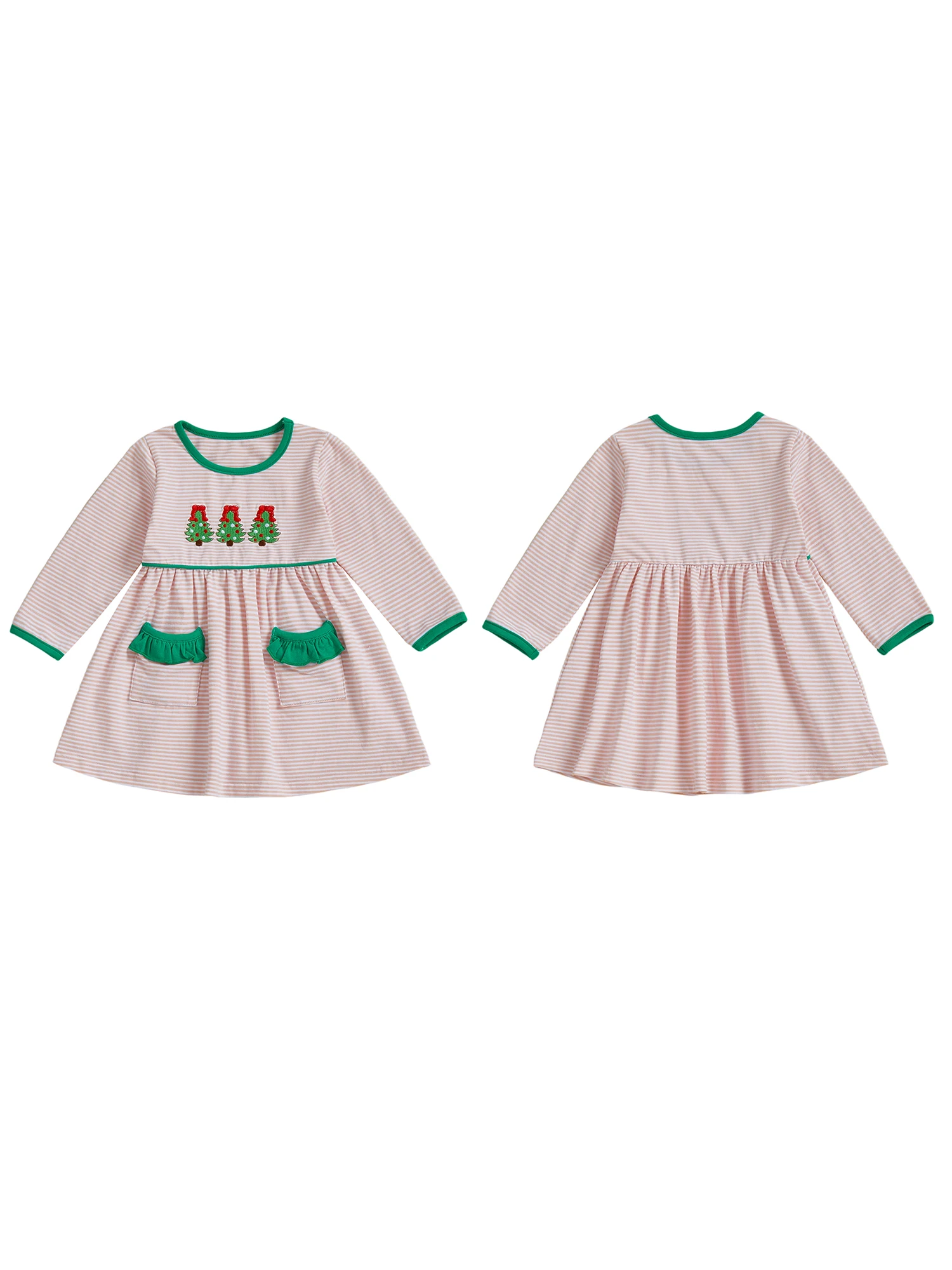 

Зимнее праздничное платье для маленьких девочек, красное клетчатое платье с круглым вырезом и длинными рукавами, платье с вышивкой оленей и бантом