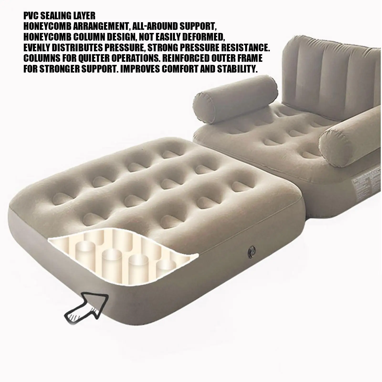 Air Couch With Air Pump Leakproof Valve Lounge Chair Inflatable Camping Couch Foldable Bed For Outdoor Beach Travel Hiking Road