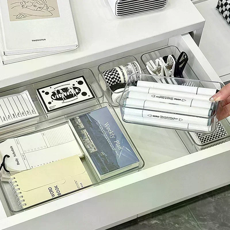 Organisateur de tiroir en acrylique empilable avec séparateurs ajustables pour cosmétiques, boîte de rangement modulaire pour maquillage