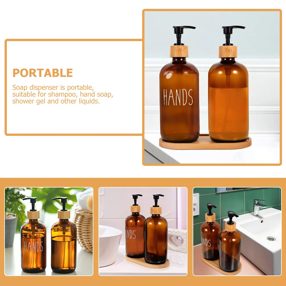 500Ml Refillable Glass Soap Dispenser for Kitchen Sink Bathroom Hand Soap Liquid Shampoo Shower Gel Dispenser Pump Bottle view 3