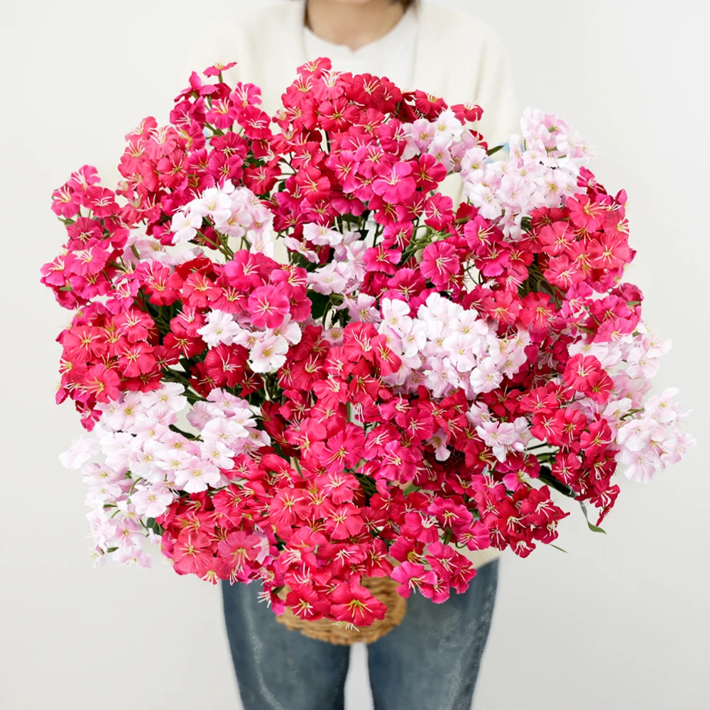 

3Pcs Artificial Flowers Faux Babysbreath Flowers Artificial Hydrangea Lifelike Flowers Cemetery Floral for Home Wedding Decor