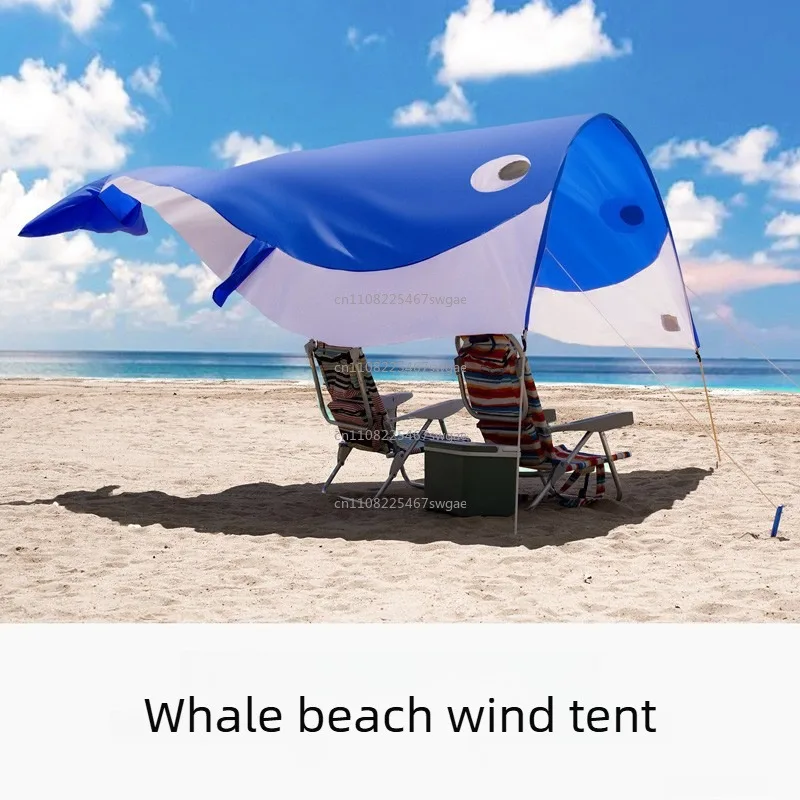 Scratch-Resistant Durable Outdoor Gear Whale Design Windproof Beach Tent, Portable Sun Shelter for 2-3 People Fast Simple Setup