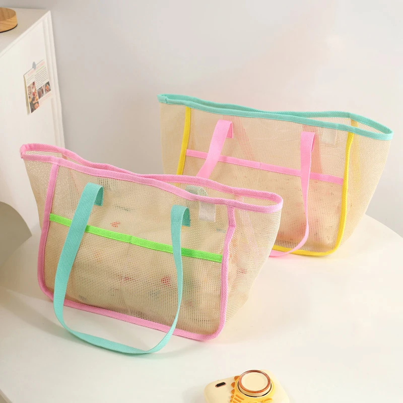 

Summer Simplicity Mesh Women's Portable Bag Camping Portable Snacks Buggy Bag Large Capacity Supermarket Shopping Bag Women