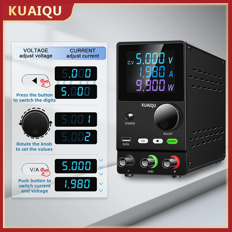 KUAIQU SPPS-A3010D DC Power Supply 30V 10A 300W Lab Voltage Regulator 12V 24V 60V 120V Adjustable Power Source for PCB Repair
