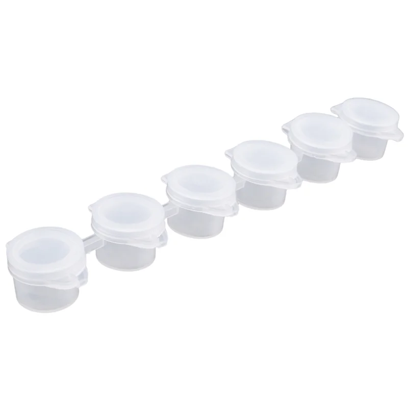 80 tiras 480 macetas de pintura vacías tiras Mini contenedores de almacenamiento transparentes y 80 Uds pinceles pintura manualidades