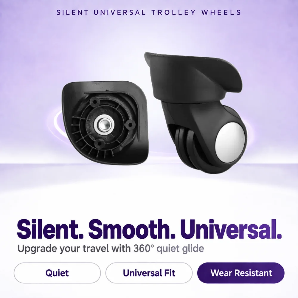 Travel Luggage Wheels Replacement Universal 360° Swivel Silent Caster for Airport Suitcase Trolley Case Durable Repair
