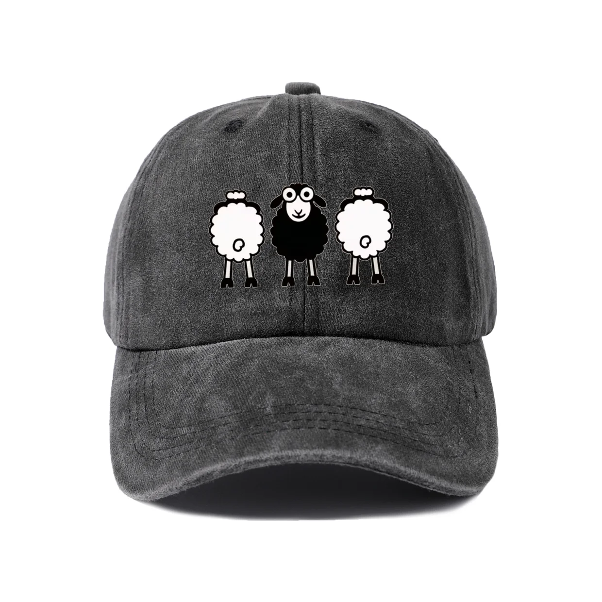 Three Funny Eggs Graphic Baseball Cap, Vintage Washed Adjustable Unisex Dad Hat, Everyday Gift