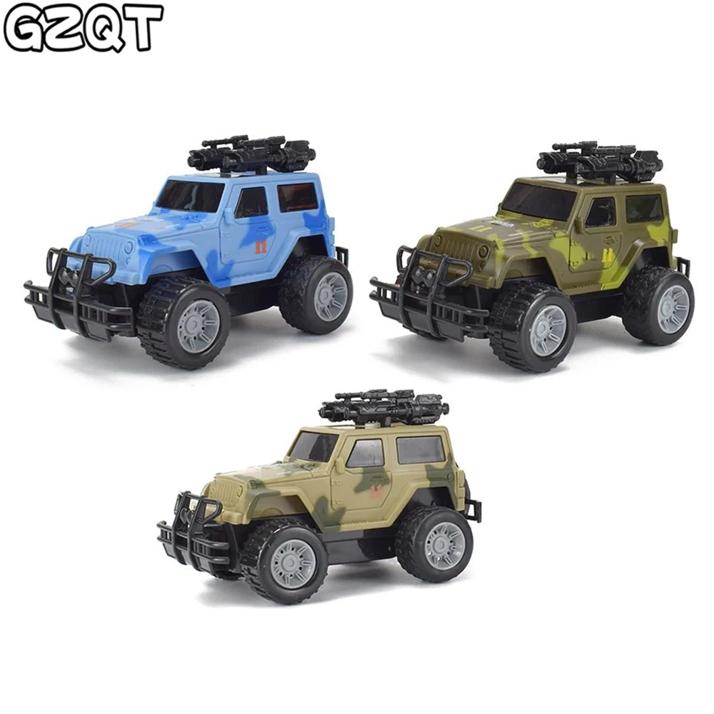 Inertial Diecast Model Simulation Jeeps Off-road Vehicle Pull Back Car Toys for Children Light Flashing Music Pull Back Car Toy