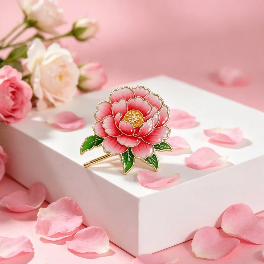Goldfarbenes Emaille-Blumenbroschen-Set, Naturästhetische Mehrfarbige Blumen-Anstecknadel, Vielseitiges Accessoire für Damen – Detail 10