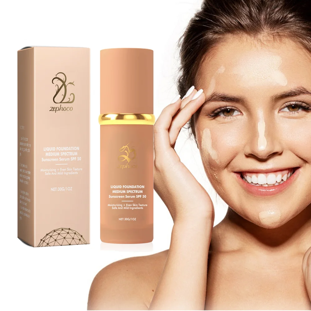 Foundation Liquid High Coverage Makeup Base Brighten Matte SPF50 Oil Control Lasting Hydrating Waterproof Concealer Foundation
