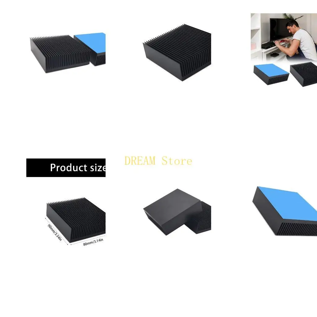 Aluminum Board Heatsink 90 x 80 x 27 mm, Passive Cooling AL6063 Part for Electronic Repair, DIY Service and Care Best Sale