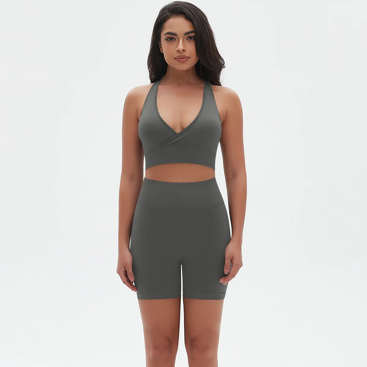 

Женский тонкий спортивный костюм из 2 предметов, комплект для бега в тренажерном зале, комплект для йоги, сексуальный дышащий быстросохнущий спортивный бюстгальтер, комплект шорт для йоги