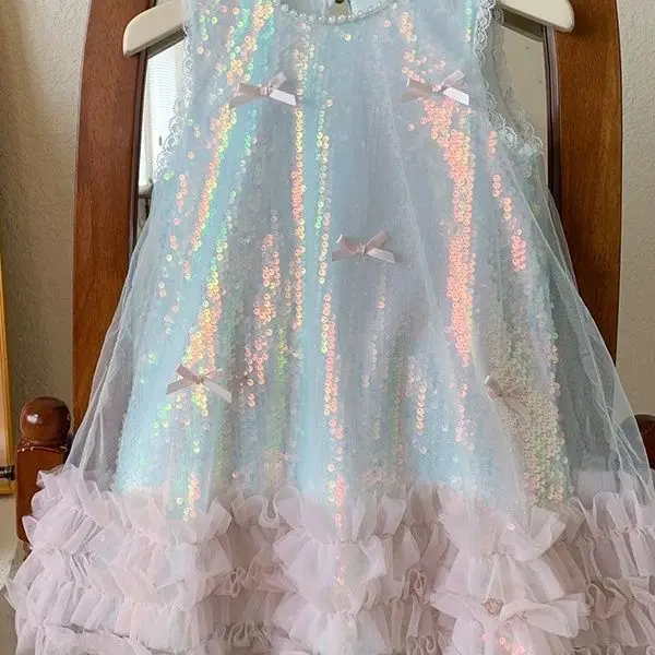 Girls Skirt 2025 Summer New Childrens Clothing Korean Style Girls Baby Bow Glittering Princess Skirt Casual Simple Daily - Image 5
