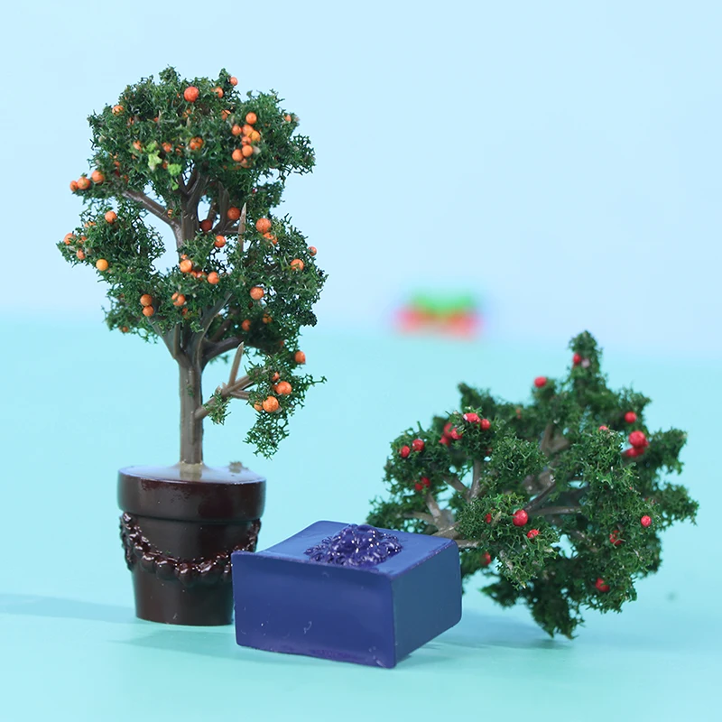 1/12 Potted Tangerine Tree Plant Miniature Fairy Garden Plants Fruit Trees Plants Dollhouse Miniature Accessory