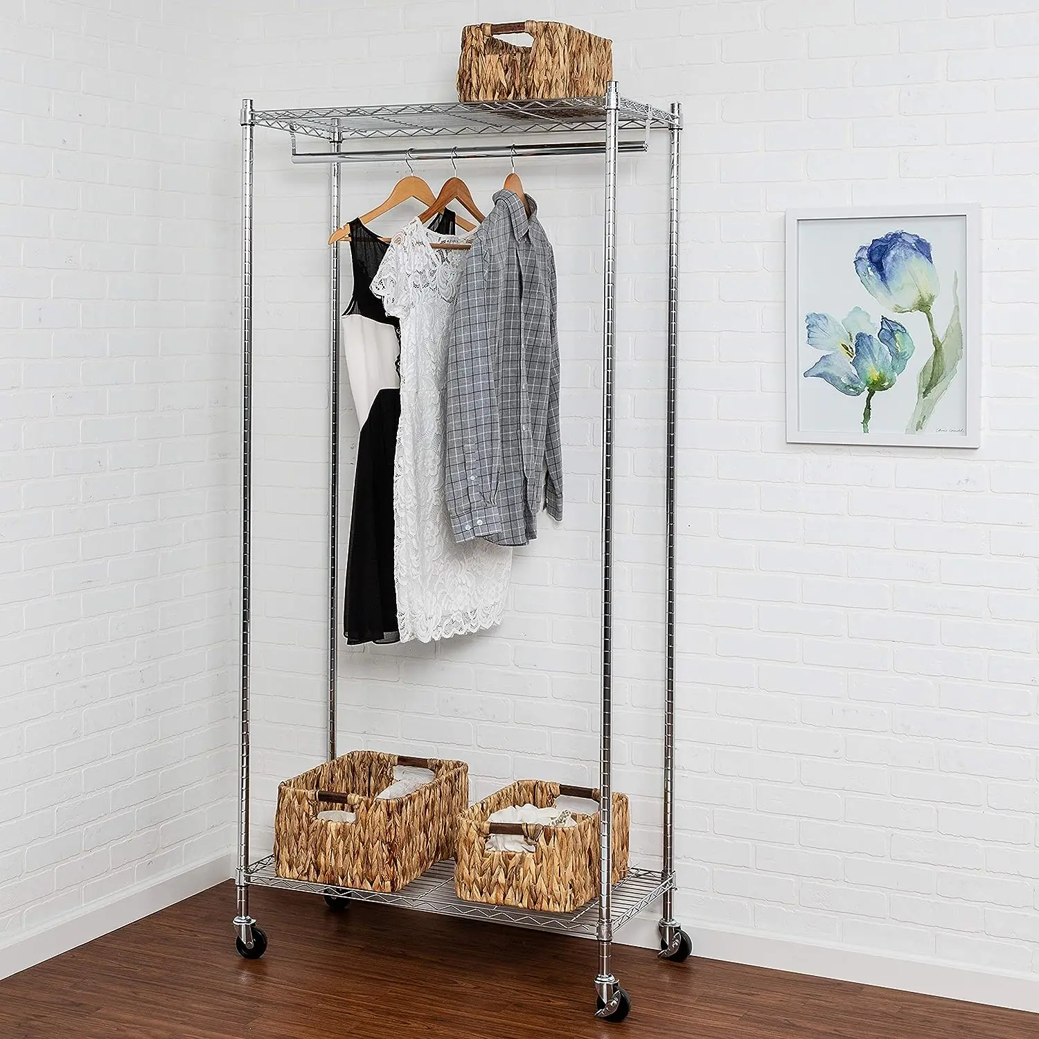 Honey-Can-Do GAR-01120 Heavy Duty Rolling Garment Rack,Chrome 225 lbs