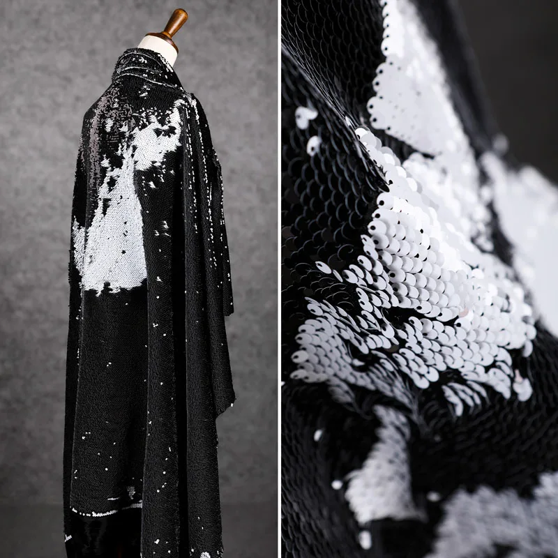 Everything You Need to Know About the 5mm Black White Dual Color Reversible Sequin Fabric for Evening Wear Design