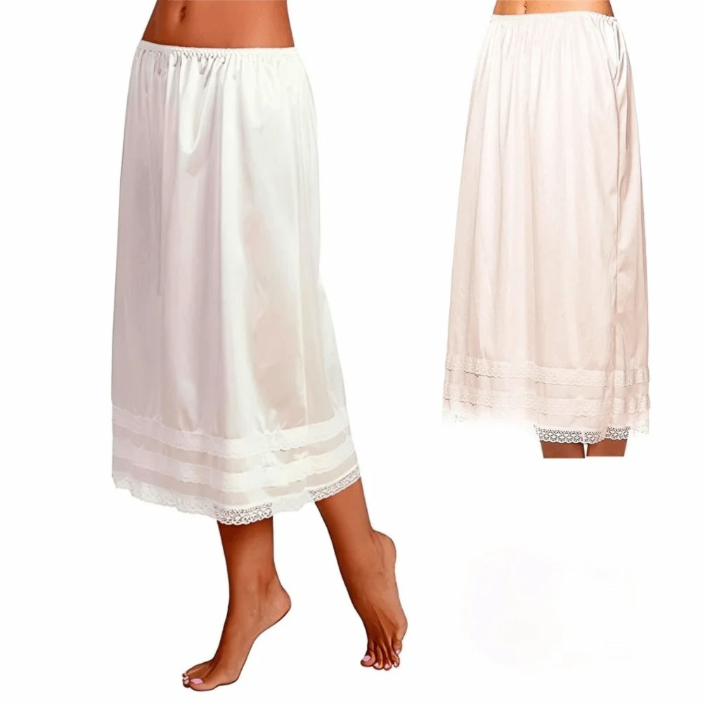 Fashion Spring Summer Lace Underskirt Oversize Chic Long Skirt Breathable Sweet Petticoat Under Dress Women