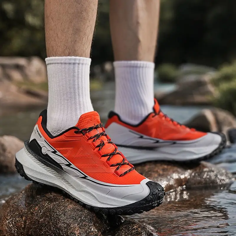 Mens Outdoor Hiking Shoes Lightweight Breathable Climbing Running Shoes Off-road Cushioned Sneakers Walking Boots
