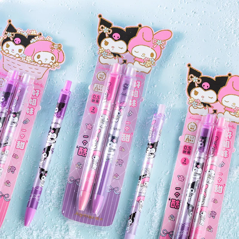 50pcs Sanrio Kuromi My Melody Press Rollerball Pen Netural Pen Cartoon Students Office Stationary 0.5mm Black Pen Wholesale