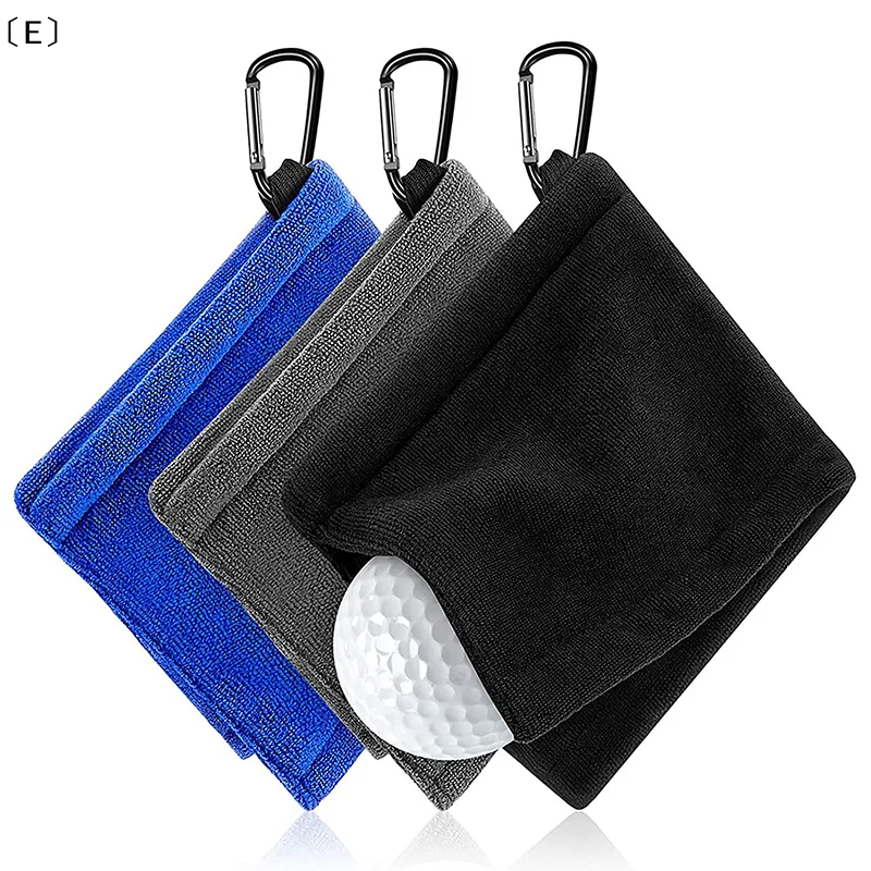 

〔E〕Square Microfiber Golf Ball Cleaning Towel With Carabiner Hook Water Absorption Clean Golf Club For Head Wipe Cloth Clean