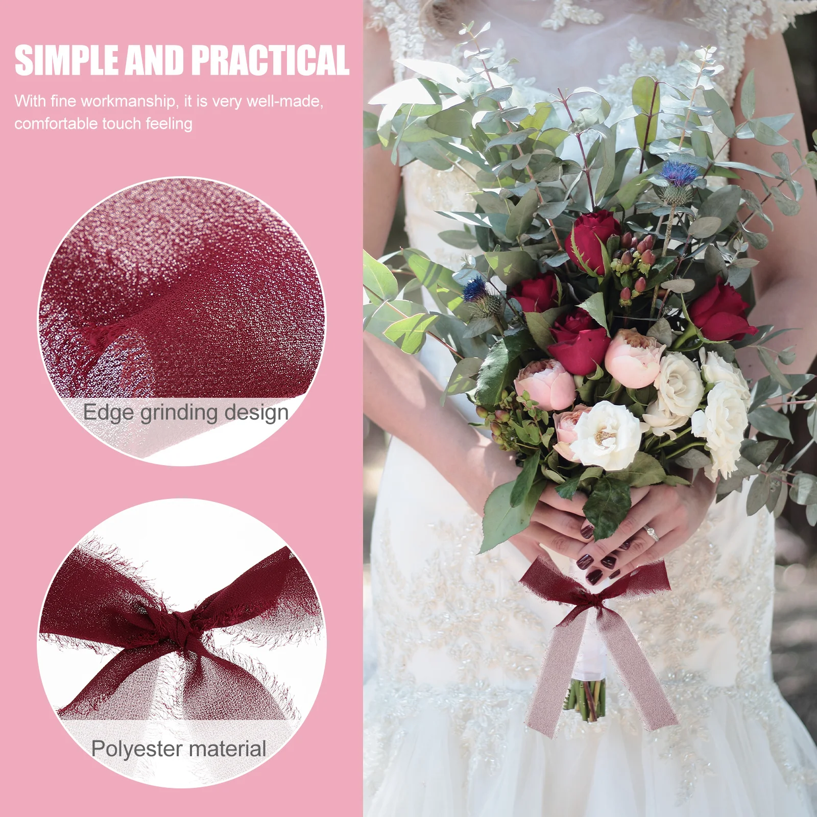 

3 Rolls Hand-Torn Frayed Edge Ribbon For Gift Wrapping Wedding Cake Decorative Ribbons Bouquets Hair Bows Party Supplies Craft