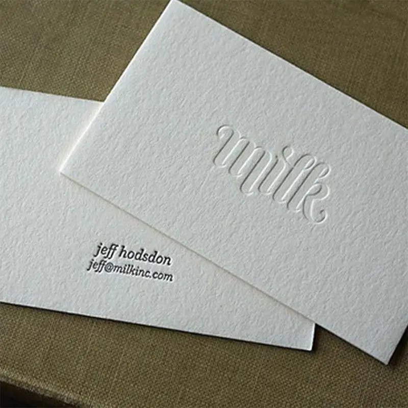480gsm Embossed Business Cards Custom Logo Thick White Cardboard Premium Digital Printing for Corporate Personal Use