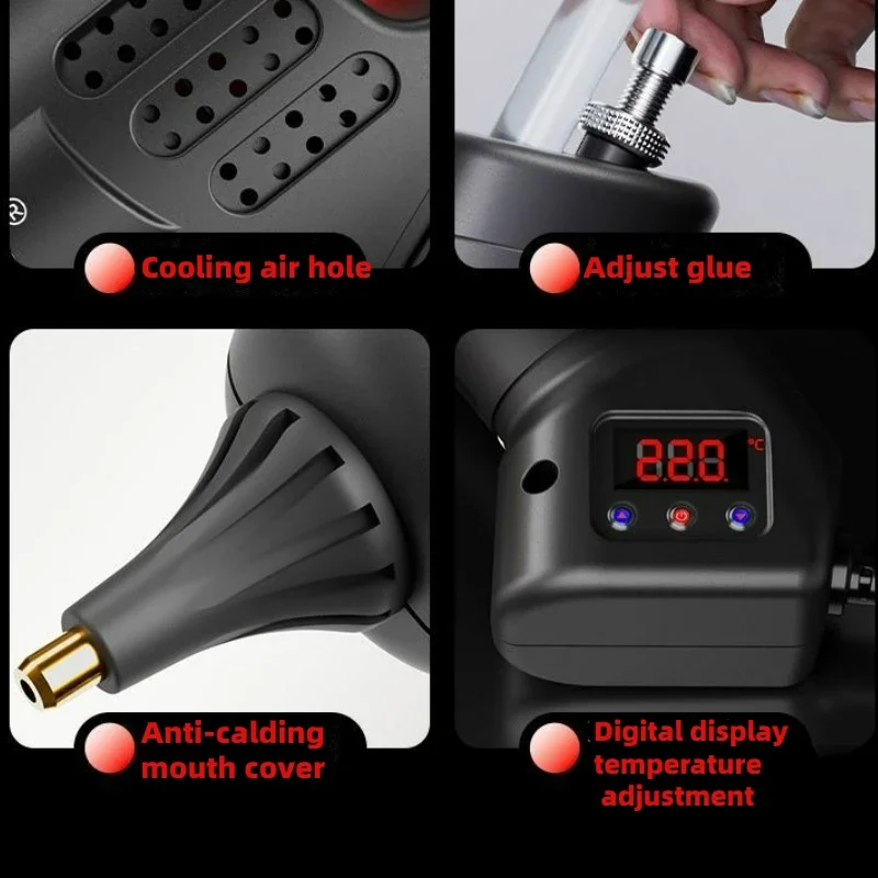 300W Hot Glue Gun Kit with 11mm Glue Stick,Copper Nozzle Digital Adjustable Temperature Professional Silicone Gun DIY Craft Tool