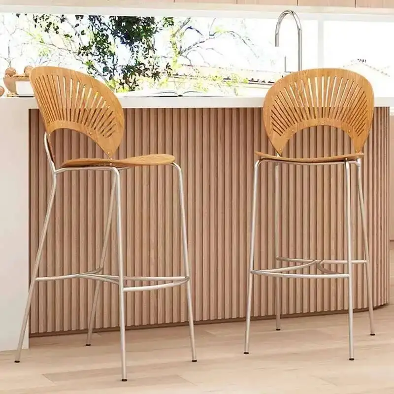 

Stool Bar Stools Luxury Modern Breakfast Kitchen Chair Height Design Iron Salon Chairs Outdoor Nordic Home Wooden Backrest Cafe
