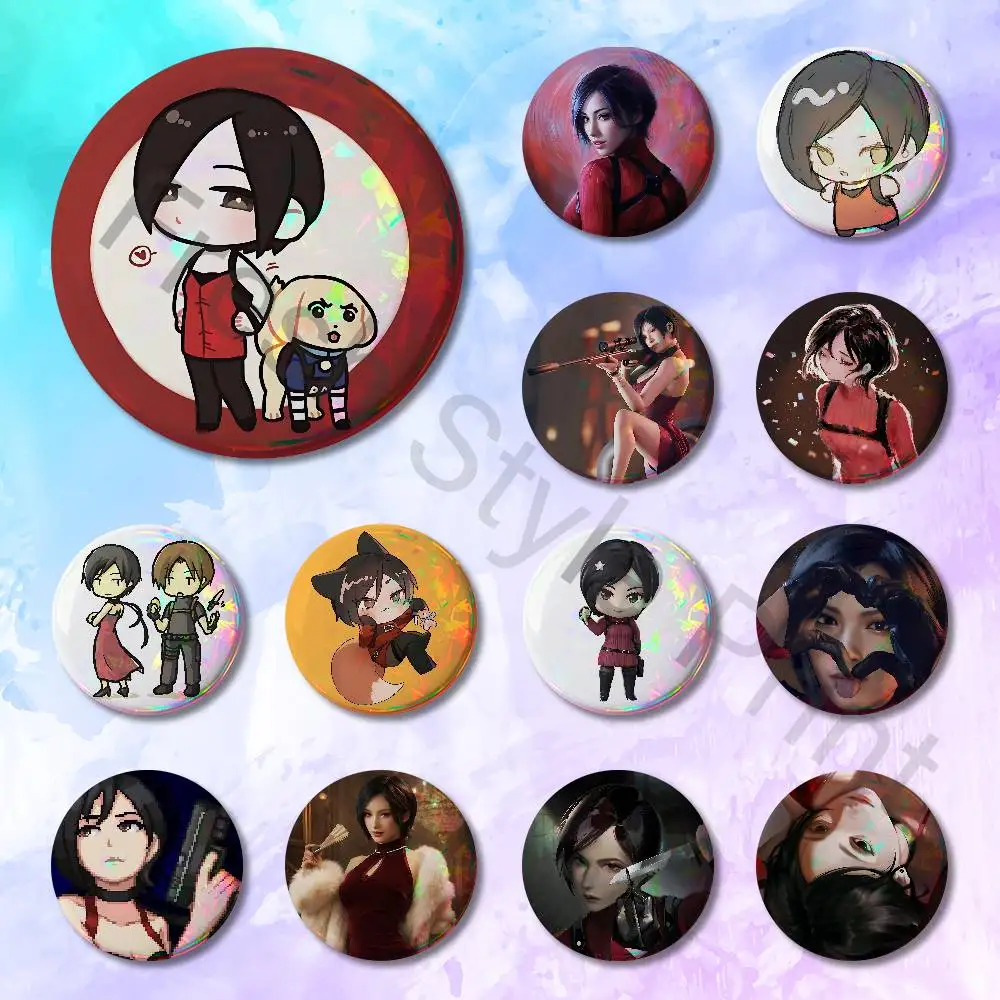 

R-Resident E-Evil A-Ada Wong Pins 58mm Cute Cartoon Badge Handmade Brooches for Backpack Accessories
