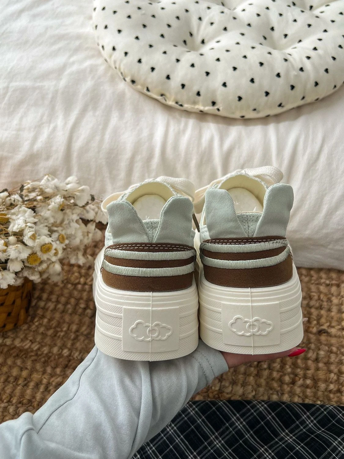 Teen Campus Milky White Canvas Sneakers Damen Chunky Plimsolls Lovely Rabbit Elevated Shoes Woman Atmungsaktive Schnür-Sneaker – Detail 11